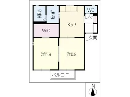 サニーハイツK A棟(2K/2階)の間取り写真