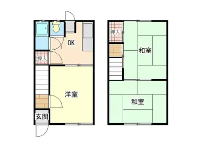 ＪＲ山陽本線 加古川駅 徒歩25分 2階建 築57年(3K/1階)の間取り写真