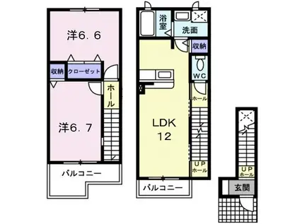 ロイヤルシャトー・ヴィル(2LDK/2階)の間取り写真