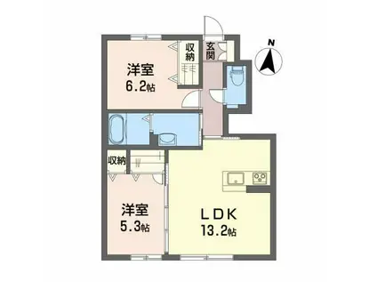  シャーメゾン中久万(2LDK/1階)の間取り写真