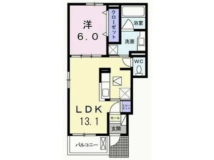 ノール・テリトワールII(1LDK/1階)の間取り写真