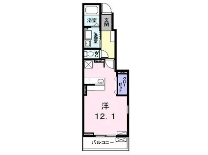 アンビエンテ・ノーベル II(ワンルーム/1階)の間取り写真