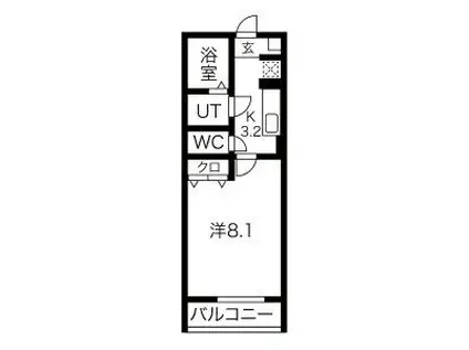 ソワサントセーズ下ノ橋(1K/2階)の間取り写真