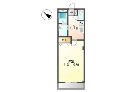 スプリング三河安城(1K/2階)の間取り写真