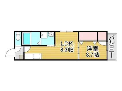 レジデンスコート深江橋(1LDK/2階)の間取り写真