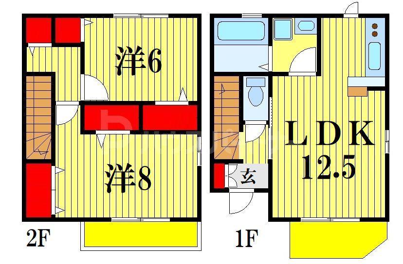 ホーリー稲荷木B(2LDK/1階)の間取り写真