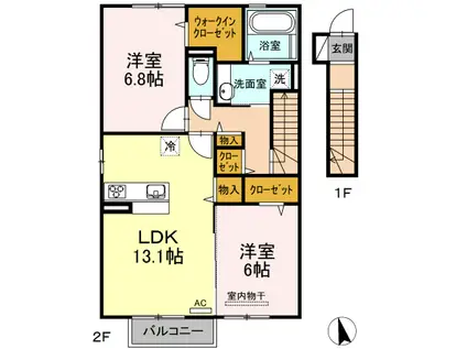 パークフォレスト(2LDK/2階)の間取り写真