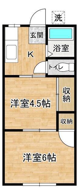 パナハイツ学園(2K/1階)の間取り写真