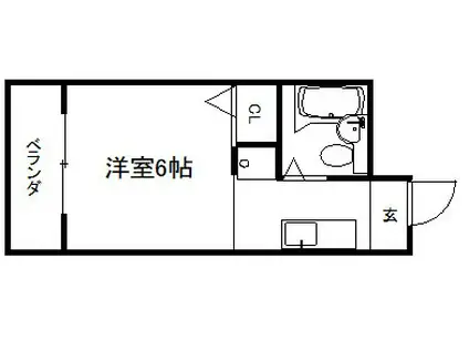 カーサ栗栖(1K/2階)の間取り写真