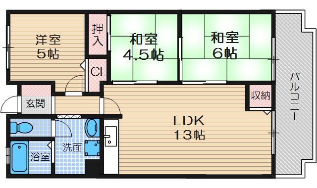 ピアタウン(3LDK/3階)の間取り写真