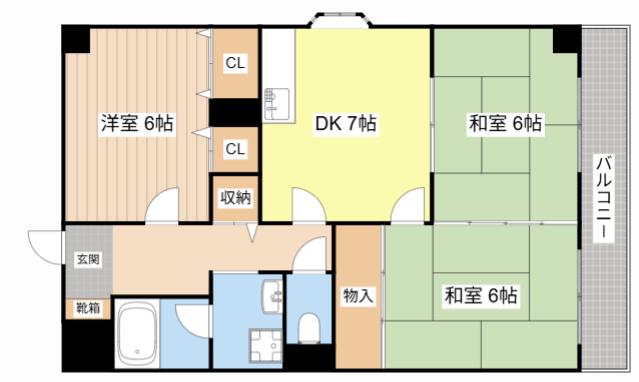 グリーン茨木(3DK/3階)の間取り写真