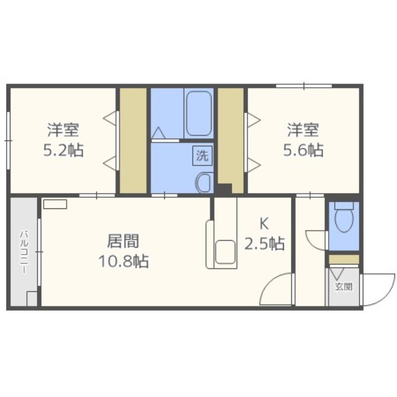 CORTILE曙B(2LDK/4階)の間取り写真