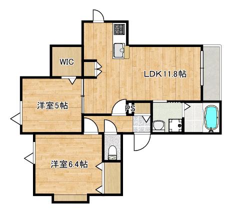 クレールノア洗足(2LDK/3階)の間取り写真