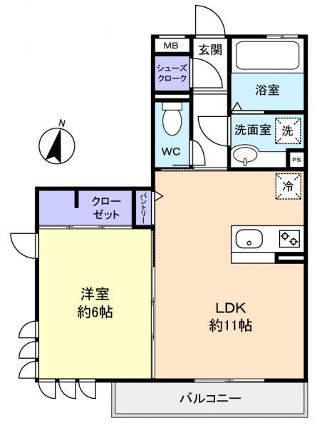 薬円台壱番館 A(1LDK/1階)の間取り写真