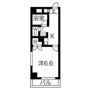 メゾンヤスフク(1K/2階)の間取り写真