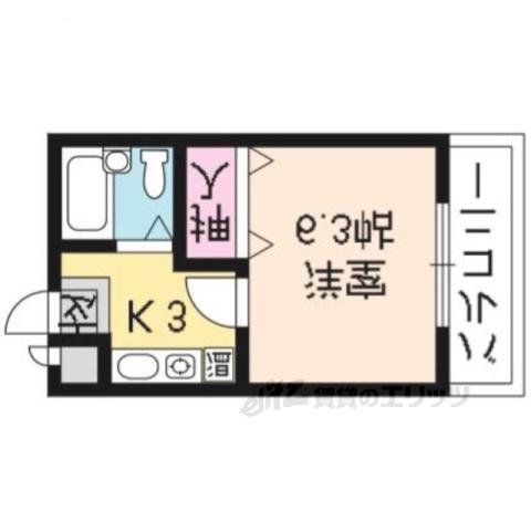 AN北白川(1K/1階)の間取り写真