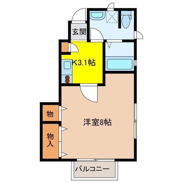 ララクス(1K/1階)の間取り写真