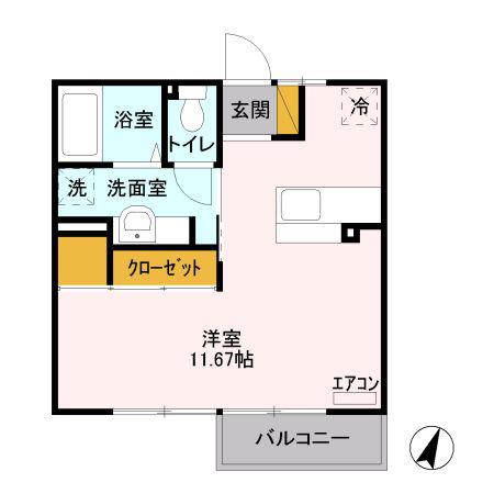 アルティプラーノさやかA(ワンルーム/2階)の間取り写真