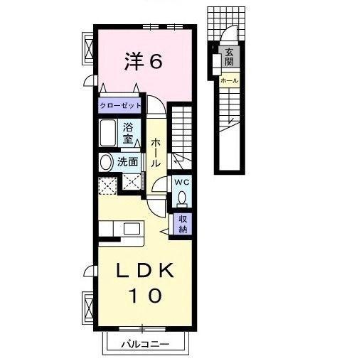 ヴィラ・ジャスティスⅢ(1LDK/2階)の間取り写真