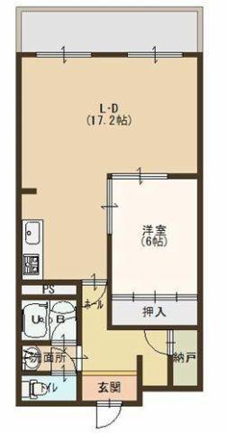 ハイツ柳井(1LDK/3階)の間取り写真