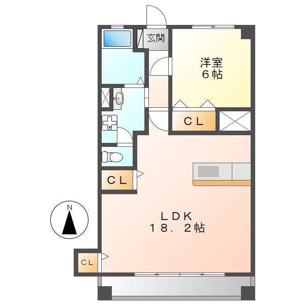 第二マンション丹羽(1LDK/4階)の間取り写真