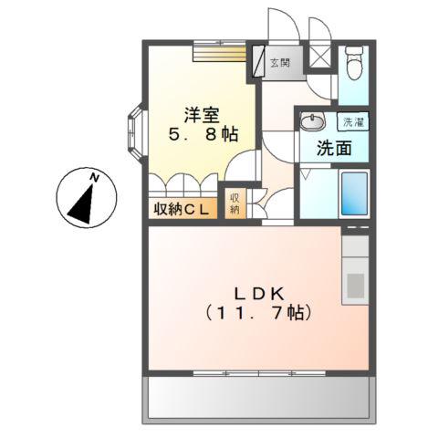 グレイシャスI(1LDK/2階)の間取り写真