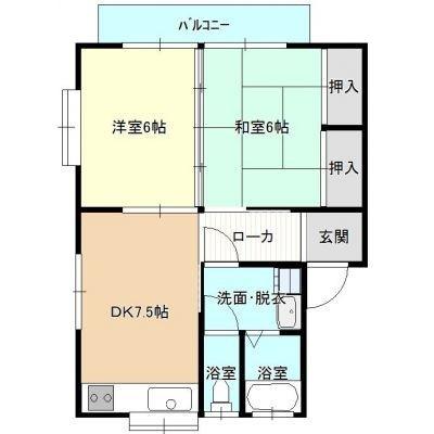 コーポ山口(2DK/1階)の間取り写真