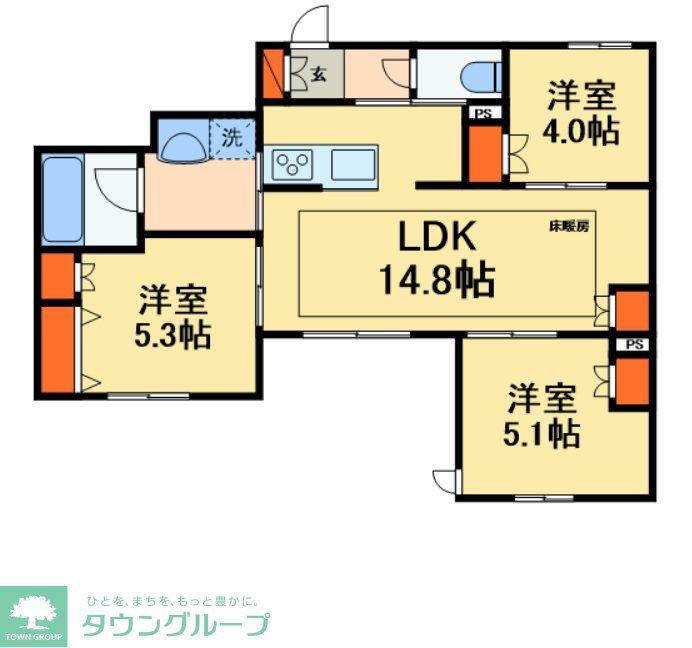 SUN ZEM(3LDK/1階)の間取り写真