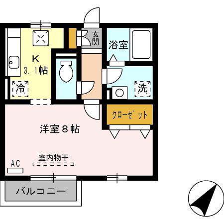 エスポワールA(1K/1階)の間取り写真