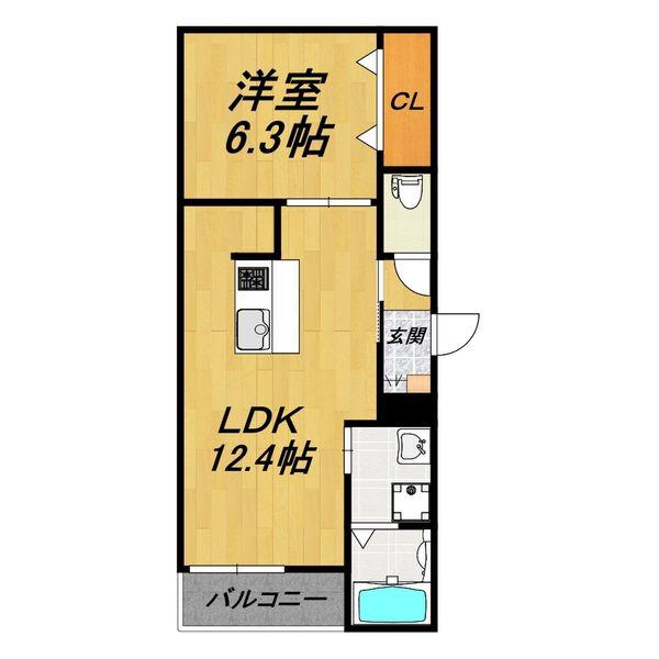 LE COCON豊橋II(1LDK/2階)の間取り写真