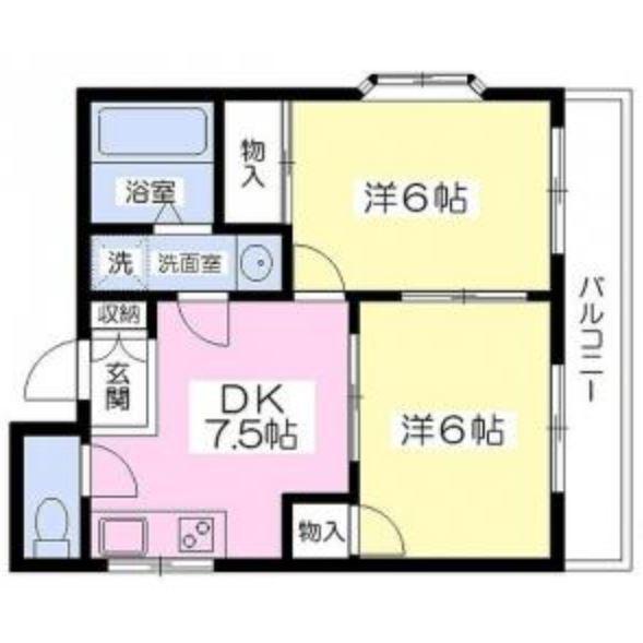 サンライズビル(2DK/2階)の間取り写真