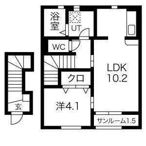 ジョイア・ヴィータ(1LDK/2階)の間取り写真