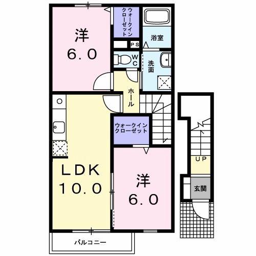 ラッキー・サンリットC(2LDK/2階)の間取り写真