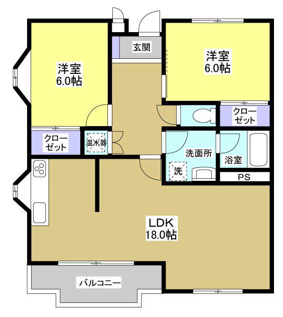 成瀬マンション(2LDK/3階)の間取り写真