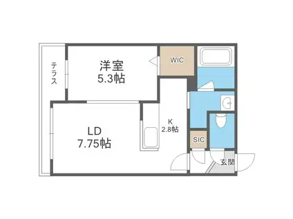 CITY SQUARE菊水(1LDK/1階)の間取り写真