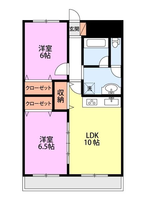 グランディオス白鳥(2LDK/2階)の間取り写真