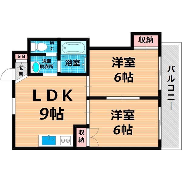 東洋プラザしろきた(2LDK/5階)の間取り写真