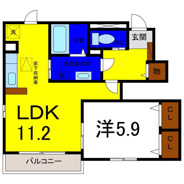 グランドゥールA(1LDK/1階)の間取り写真