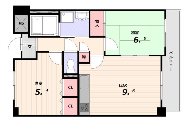 ベルアエフ(2LDK/1階)の間取り写真