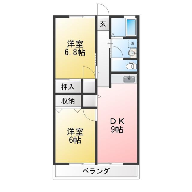 ライフステージN II(2DK/1階)の間取り写真