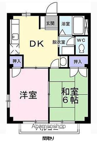 アヴェニ-ルハイツ(2DK/1階)の間取り写真