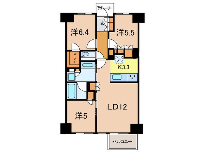 プラウド銀座東レジデンス(3LDK/5階)の間取り写真