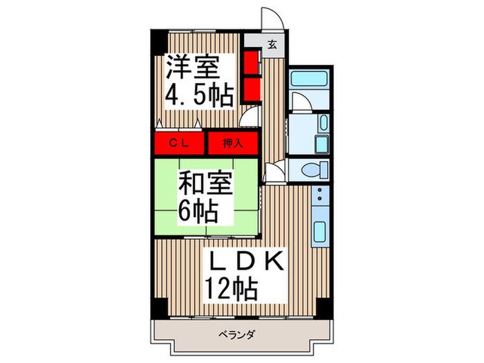 入間駅前第2ビル(2LDK/3階)の間取り写真