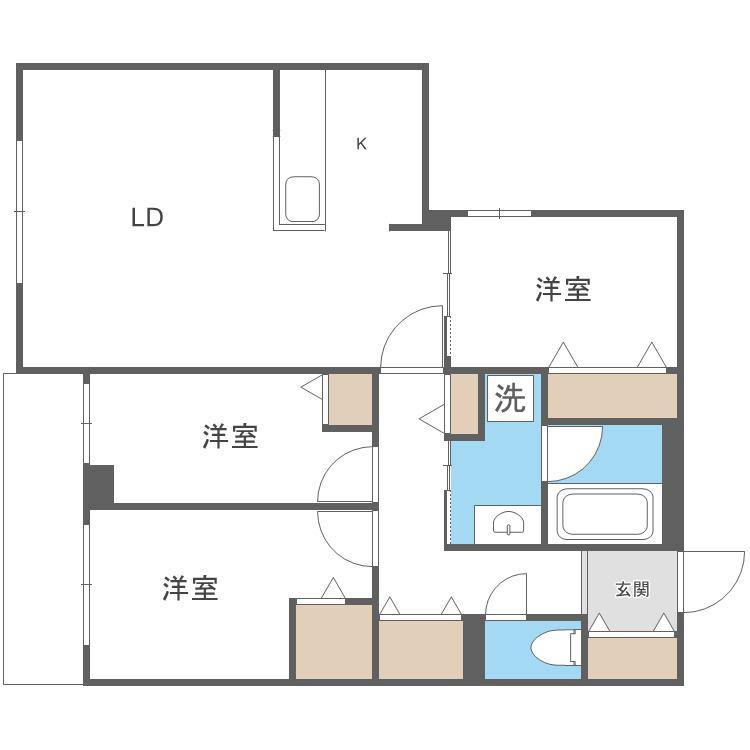 SーRESIDENCE東札幌BLING(3LDK/5階)の間取り写真