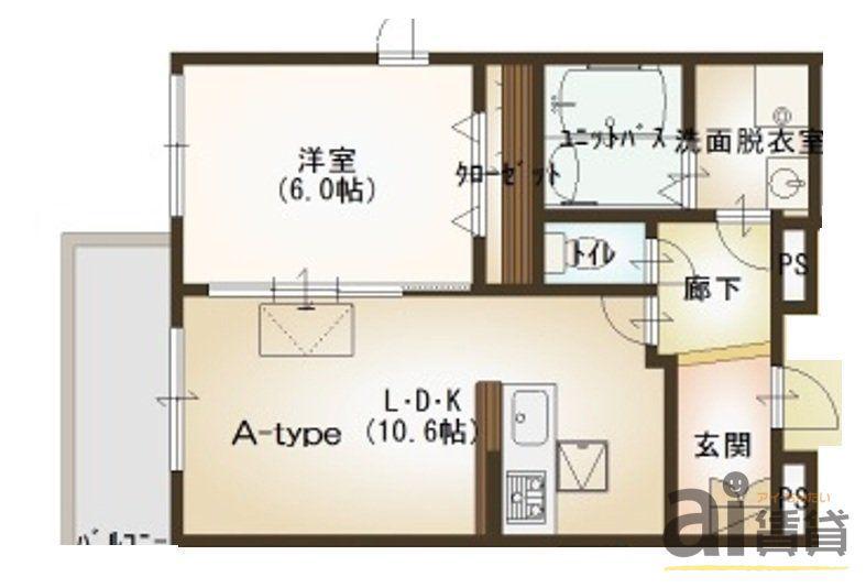 ルネス アーク(1LDK/2階)の間取り写真