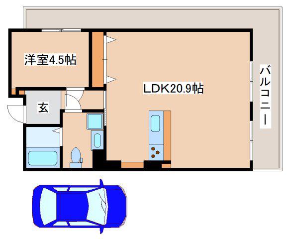 高尾台ハイツ(1LDK/6階)の間取り写真