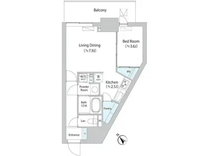 ボヌール小石川α(1LDK/4階)の間取り写真