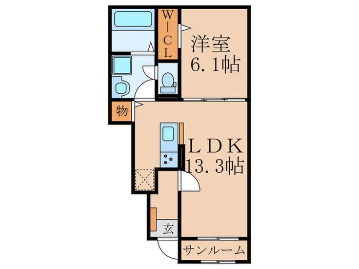 ビアンカ目尾I(1LDK/1階)の間取り写真