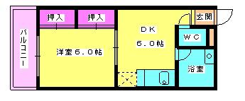 ドゥエル土田(1DK/1階)の間取り写真