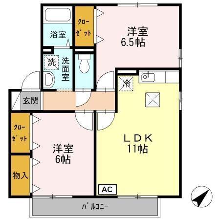 サンライズ豊A(2LDK/1階)の間取り写真